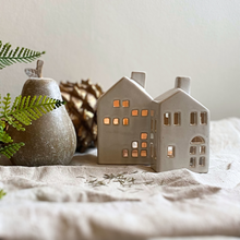 Load image into Gallery viewer, Natural Ceramic Village Houses, Set of Two