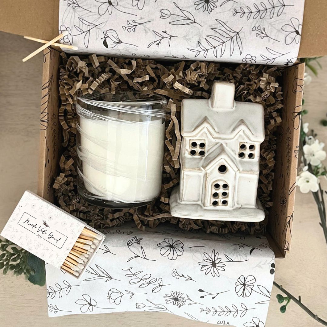 Calm Home Gift Box: Candle & LED Ceramic House